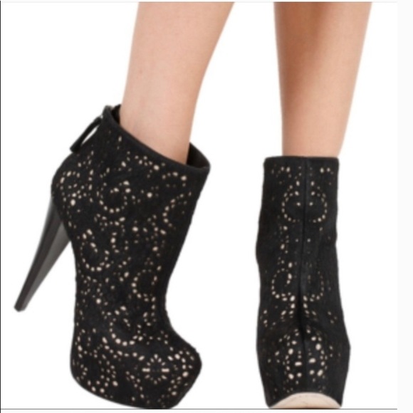Alice + Olivia Shoes - Alice + Olivia “Paige” laser-cut, calf-hair bootie
